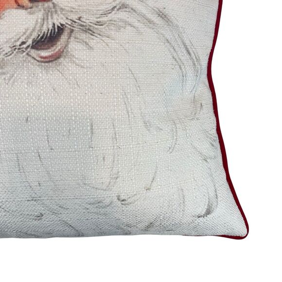 Santa Claus Feather Decorative Throw Pillow 20"x20" Red Velvet Embroidered Holly - Picture 7 of 11